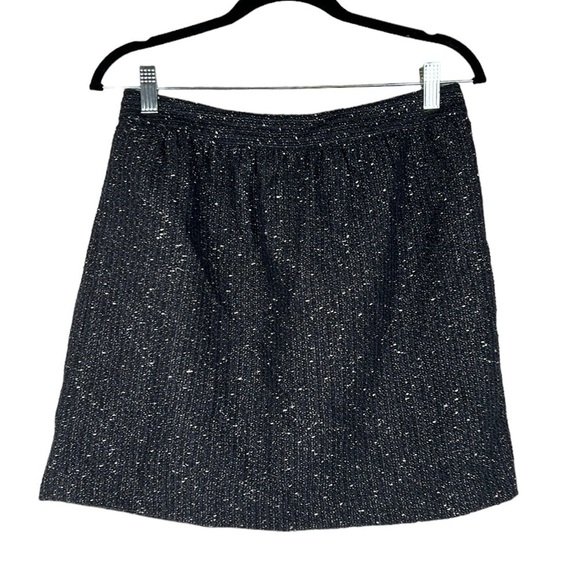LOFT Blue & Silver Tinsel Wool Blend Mini Skirt with Pockets Size 6 - Picture 1 of 7
